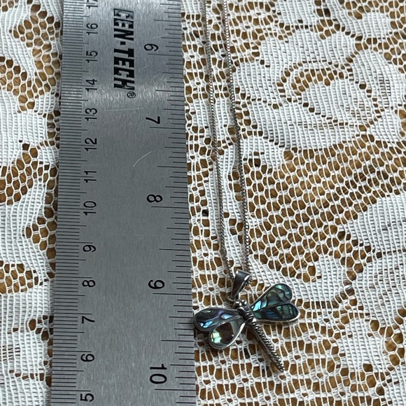 Abolone 925 dragonfly necklace, vintage - Picture 10 of 10